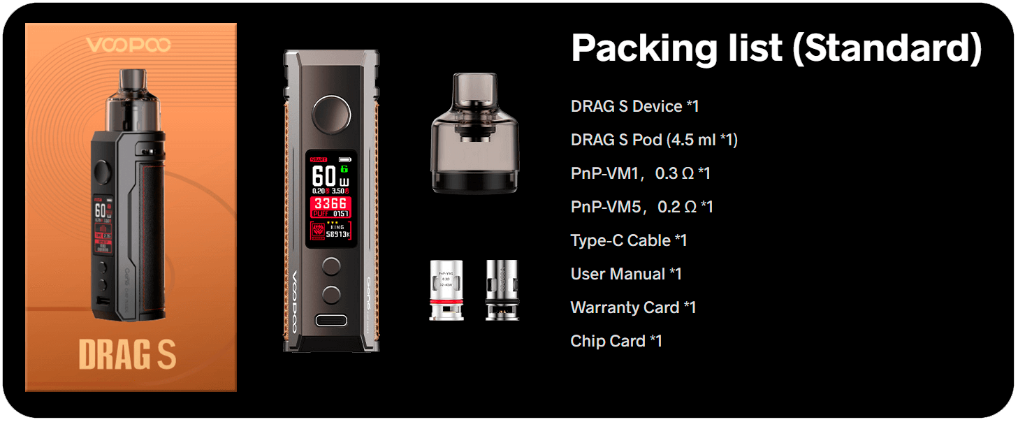 Базовая комплектация Voopoo Drag S