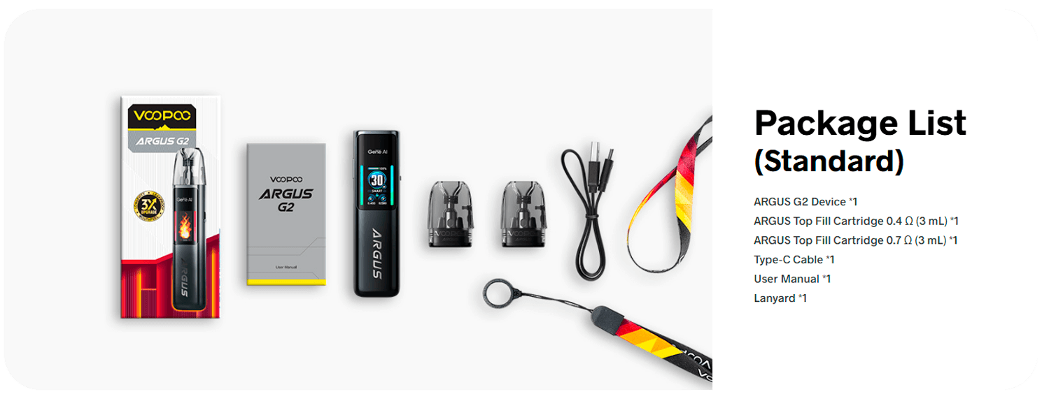 Стандартная комплектация Voopoo Argus G2