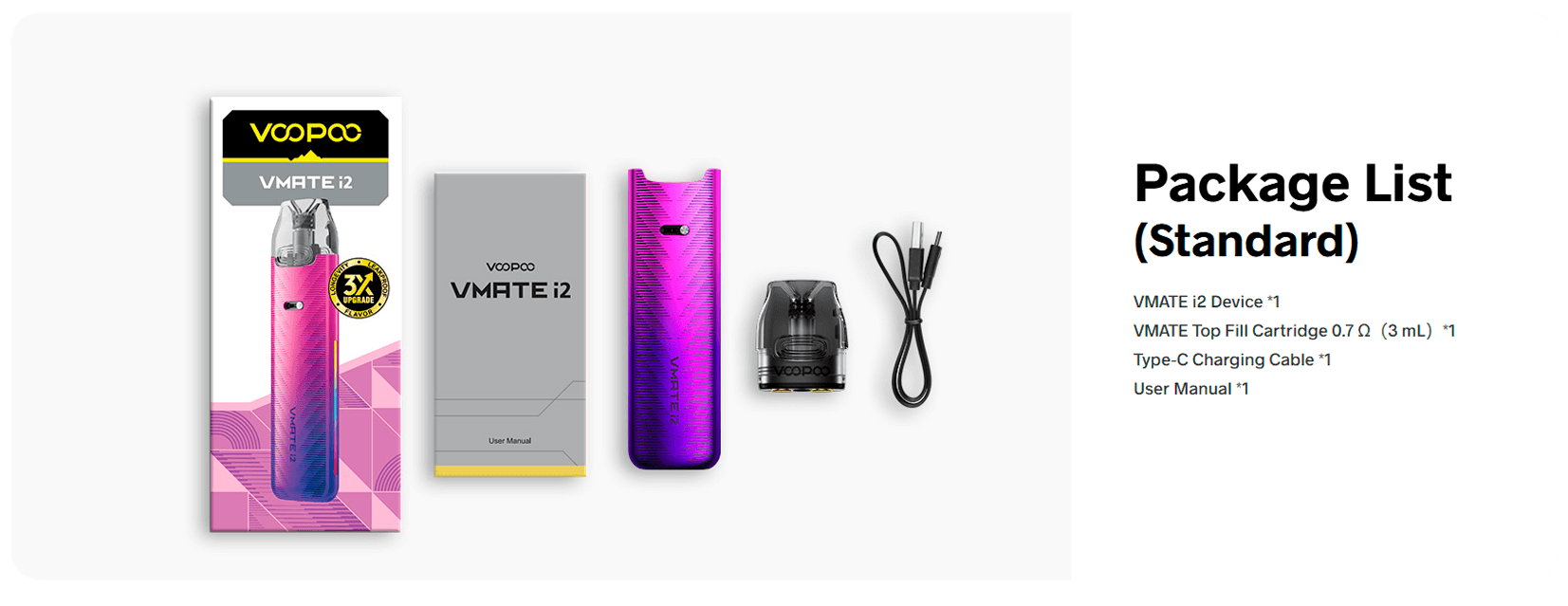 Стандартная комплектация Voopoo Vmate I2