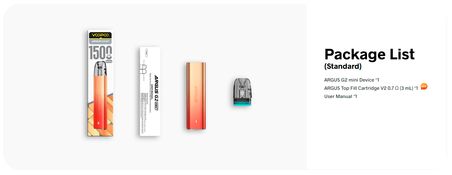 Стандартная комплектация Voopoo Argus G2 Mini