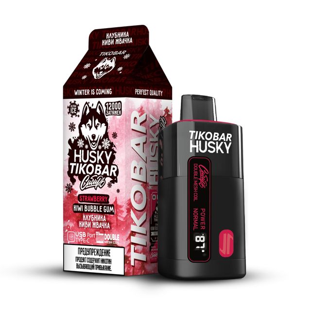 Одноразовый Pod Tikobar Husky Сибирь - Strawberry Kiwi Bubble Gum (12000 затяжек)