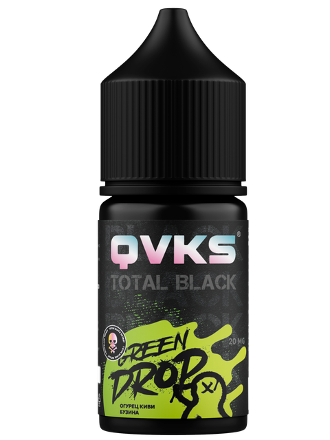 Ароматизатор QVKS Total Black 13мл - Огурец Киви Бузина